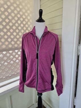 Westbound Pink and Black Striped Zip-Up Jacket
